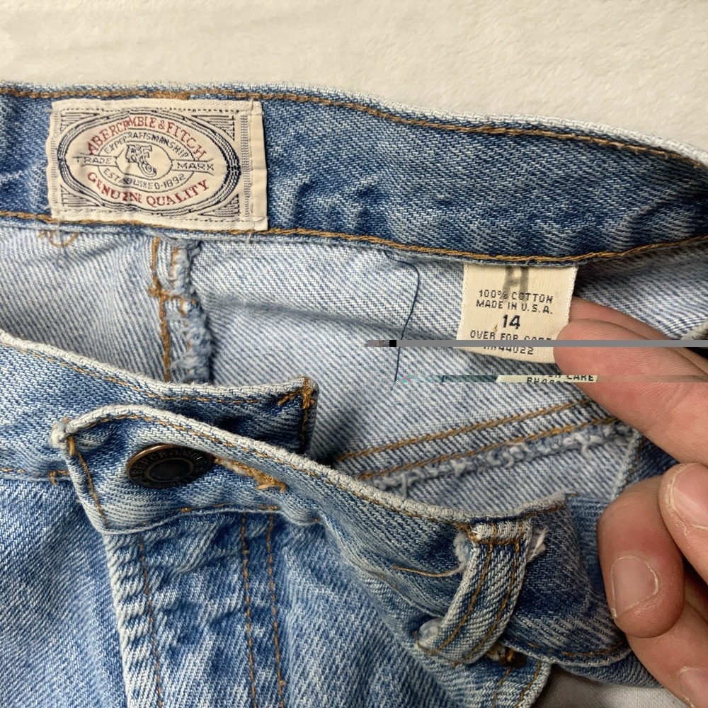 Vintage 80s 90s Abercrombie and Fitch Womens 14 Light Wash High Waist USA Made - Picture 3 of 9